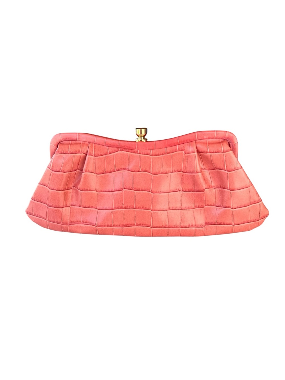 Banana Republic Pink Genuine Leather Croc Embossed Clutch Bag